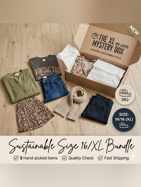 ✨ Curated XL Pre-Loved Style Box | Sustainable Size 16/XL Mystery Box Bundle 📦